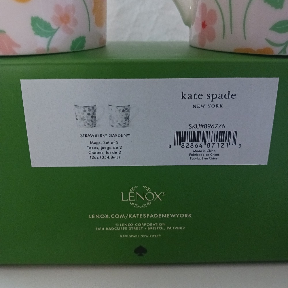 Kate Spade New York × Lenox Strawberry Garden Set of 2 Mugs Porcelain 12 oz - Picture 5 of 13